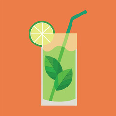 Mojito Drink Vector cocktail with lime