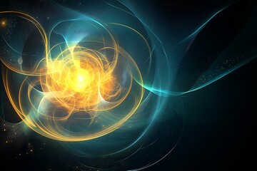 Abstract energy burst background with swirling lines and light effects for digital design