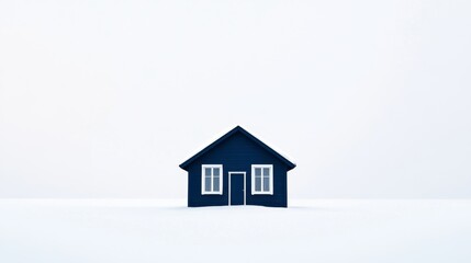 Fototapeta premium Solitude in the Snow: Small House Amidst Vast Winter Wilderness
