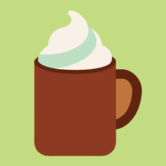 Hot Chocolate Mug with Cream Art vector