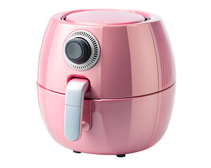 pink air fryer oil free or deep fryer machine isolated on white background PNG , AI GENERATED