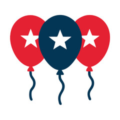 Three Balloons Red Blue Stars American Independence Day Patriotic Celebration Festive Design 1