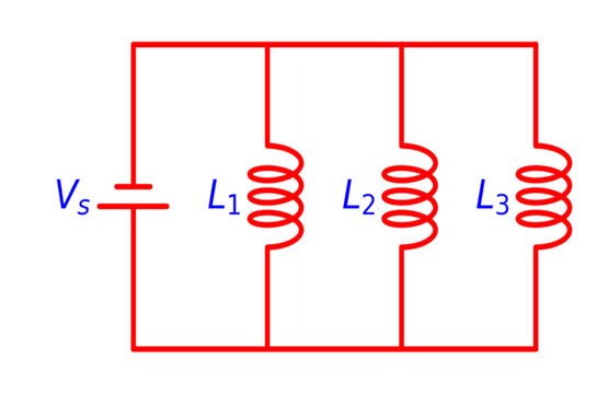 Parallel Inductor with DC Source Circuit Diagram Electronics illustration for various educational projects 