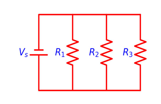 Parallel Resistors With DC Source Circuit Diagram Electronics illustration for various educational projects 