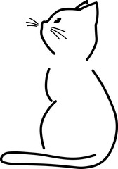 Cat silhouette black outline sitting feline simple line art minimalistic style side view elegant posture whiskers animal illustration calm mood