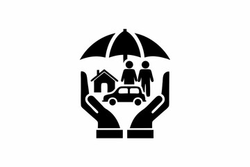 Family Insurance silhouette vector illustration
