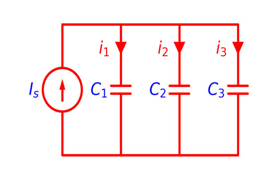 Parallel Capacitors Circuit Diagram With Current Source Electronics illustration 