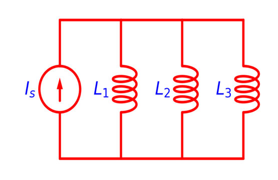 Parallel Inductors Circuit Diagram With Current Source Electrical illustration for various educational projects 