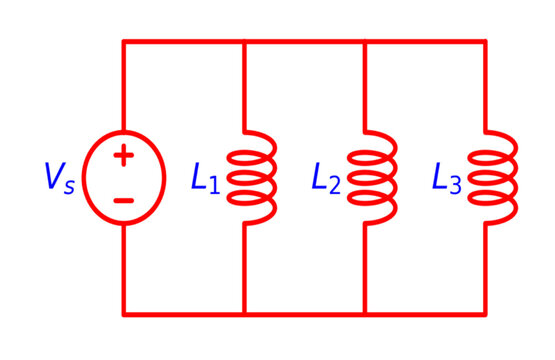 Parallel Inductors Circuit Diagram With Voltage Source electrical circuit illustration For various educational projects 