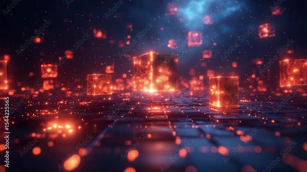 Aufkleber digital data cityscape: a mesmerizing digital city, pulsing with the energy of interconnected data s