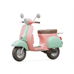 Pastel Pink and Mint Green Vintage Scooter