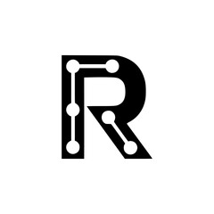letter R blockchain cryptocurrency company logo vector illustration template design