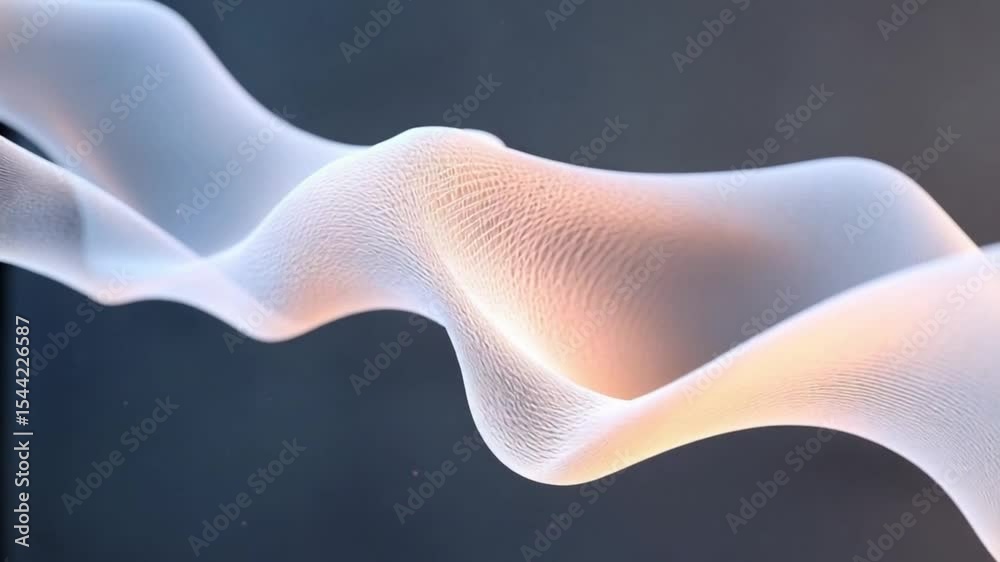 Poster Abstract 3D Wave: A mesmerizing abstract design featuring a flowing, ethereal wave with subtle gradients and textures, suggesting movement and depth.