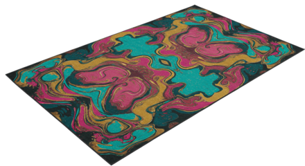 Abstract art rug design with vibrant colors modern home decor floor covering area rug for living room bedroom on transparent background