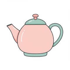 Pink and Teal Teapot Illustration