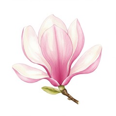 Naklejka premium Pink Magnolia Blossom Watercolor Painting