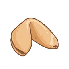 Obraz premium Light Brown Fortune Cookie Illustration on White Background