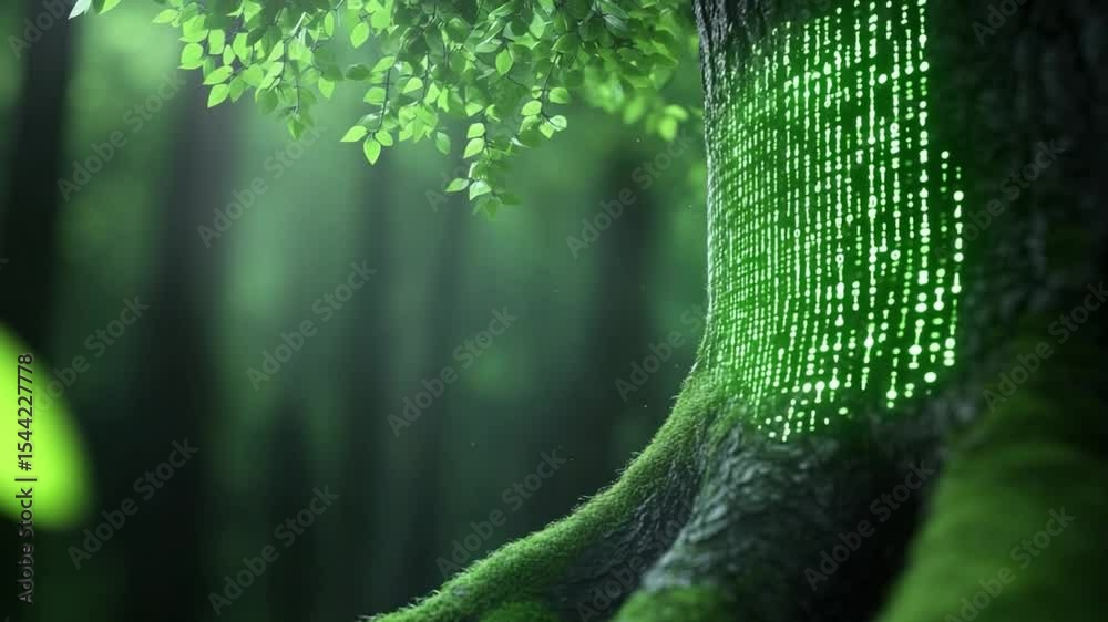 Poster digital heart of nature: a captivating image of a tree trunk, seamlessly merging the essence of natu