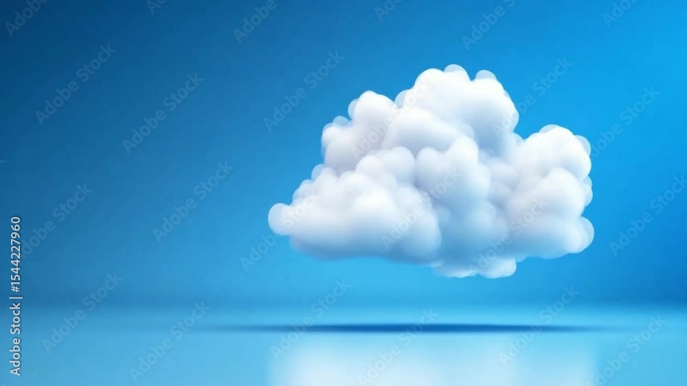 Poster fluffy cloud in azure sky: a serene, pristine cloud floats majestically in a captivating azure expan