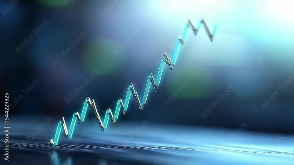 Aufkleber ascending financial chart: a dynamic illustration of a financial chart, symbolizing growth and progr