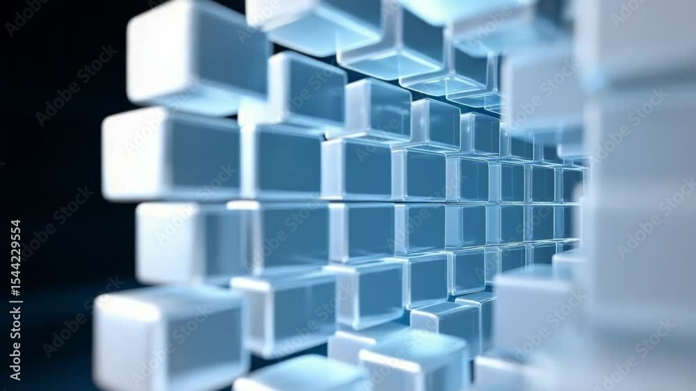 Poster Abstract Cubes: An artistic display of interconnected, luminous cubes, creating a visually captivating, futuristic composition.