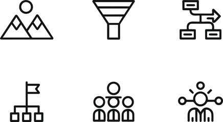 Business Strategy and Management Icons Set. and outline vector illustration.
