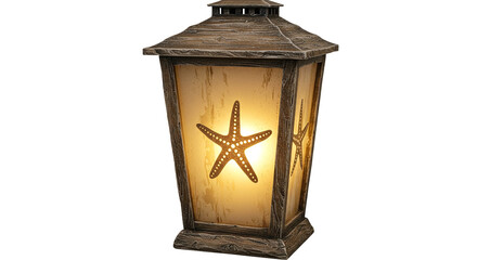 Coastal lantern with starfish design for outdoor patio lighting and beach themed home decor light...