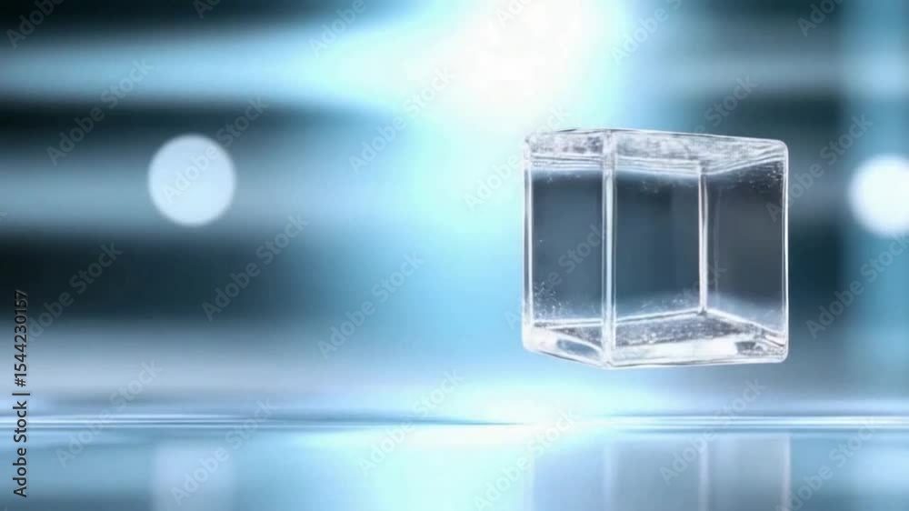 Poster transparent cube's illusion: a meticulously crafted transparent cube, seemingly suspended in mid-air