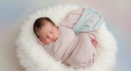 Fototapeta premium Sweet Dreams Newborn Baby Photography in Soft Pastel Tones