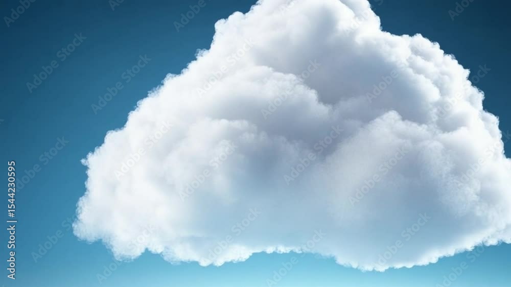 Poster cloudscape: a fluffy, isolated cloud floats gracefully in the clear, cerulean sky, representing a se