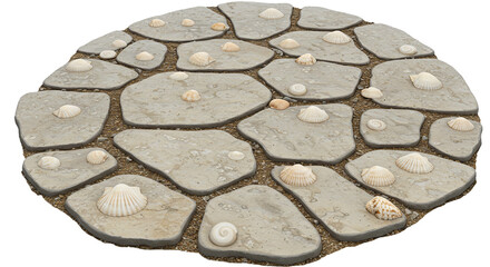 Stone pathway with shells outdoor garden decor textured surface landscaping design for home and...