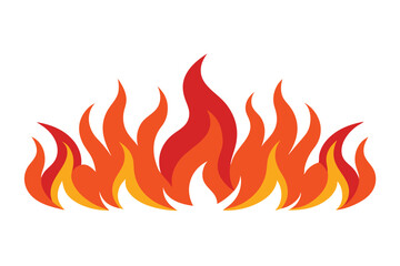 Bright Cartoon Fire Illustration with Orange, Yellow, and Red Flames on White Background