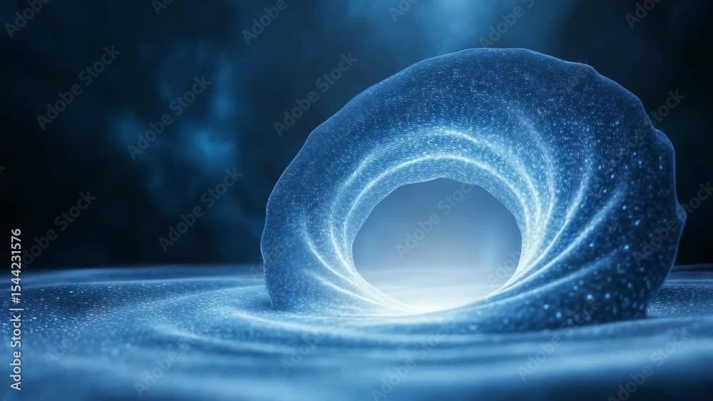 Poster mystic portal: a mesmerizing abstract vortex, with ethereal blue light, suggesting a gateway to anot