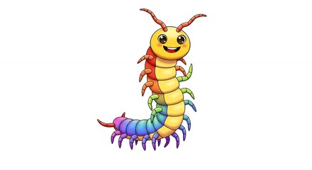 Colorful cartoon centipede illustration