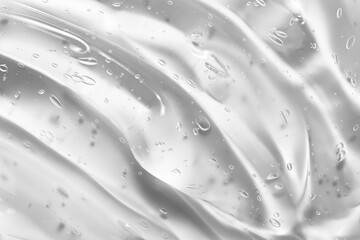 Gel texture. Clear liquid cosmetic background. Skincare serum, beauty cream with bubbles closeup