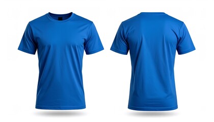 Minimal Blue  tee template with front and back views, clean white backdrop for showcasing designs.