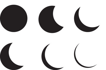 Moon phases set black silhouettes icons