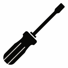 screwdriver set silhouette vector black on white background