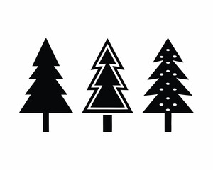 Obraz premium Three pine Trees icon silhouette vector illustration