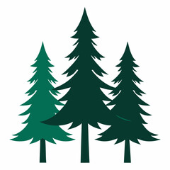 Obraz premium Three pine Trees silhouette vector illustration