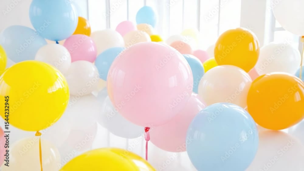 Aufkleber floating balloons: a vibrant collection of colorful balloons float freely, filling the frame with jo