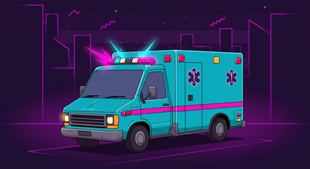 Fototapeta premium Retro futuristic ambulance illustration