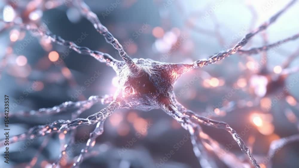 Poster Neural Network Glow: Close-up of a neural network, depicting brain activity and connectivity with a soft glow in a science-focused representation.