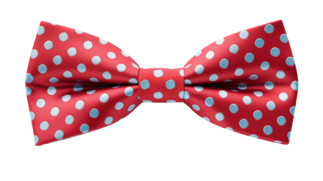 Red Bow Tie with Light Blue Polka Dots Fashion Accessory