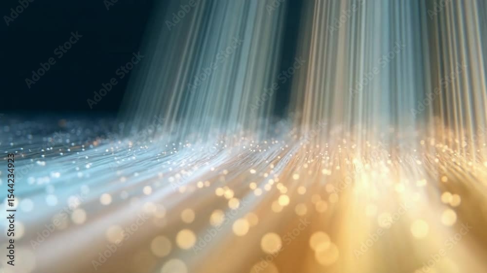 Aufkleber Abstract of Light Beams: An ethereal visual feast of light beams cascading downwards in a dynamic display of energy and movement. Illuminated with particles and bokeh effect.