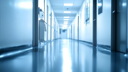 Blurred background of modern office with glass walls and a table in the foreground. Ai Generated Images