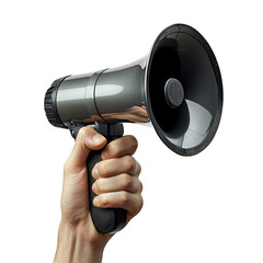 Hand Holding Powerful Black Megaphone
