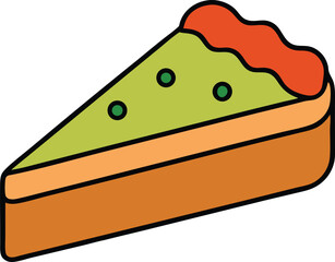 Delicious slice of green tea cake with orange glaze and sprinkles