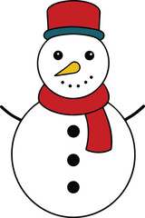 Simple cartoon snowman illustration winter holiday festive design