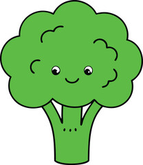 Obraz premium Cute cartoon broccoli character illustration for kids